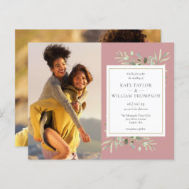 Budget Mauve Groene Foto's Trouw Uitnodiging