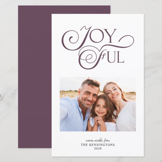 Budget Mauve Paars Joyful Kerstfeestelijke Foto (Voorkant / Achterkant)