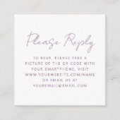 Budget Mauve Script Trouw QR Code RSVP Informatiekaartje (Voorkant)