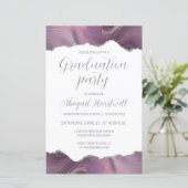 Budget Mauve Silver Agate Afstuderen feestuitnodig (Staand voorkant)