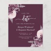 Budget Mauve Silver Floral Save the Date (Voorkant)