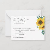 Budget Meal RSVP | Zonnebloem Eucalyptusbladeren Notitiekaartje (Voorkant)