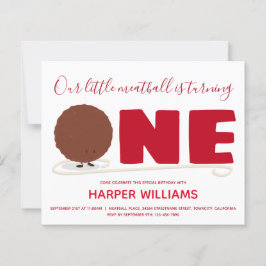 Budget Meatball One 1e Baby 1e verjaardag Uitnodig