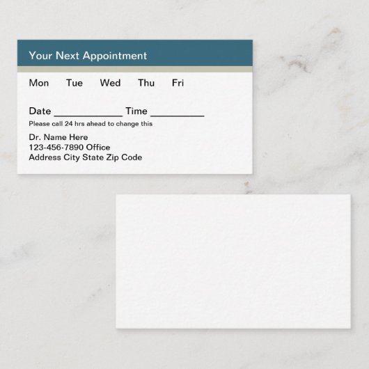 Budget Medical Appointment Cards Template Afsprakenkaartje (Voorkant / Achterkant)