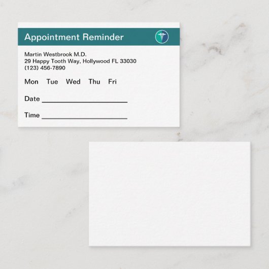 Budget Medical Doctor Kantoor Appointkaarten Afsprakenkaartje (Voorkant / Achterkant)