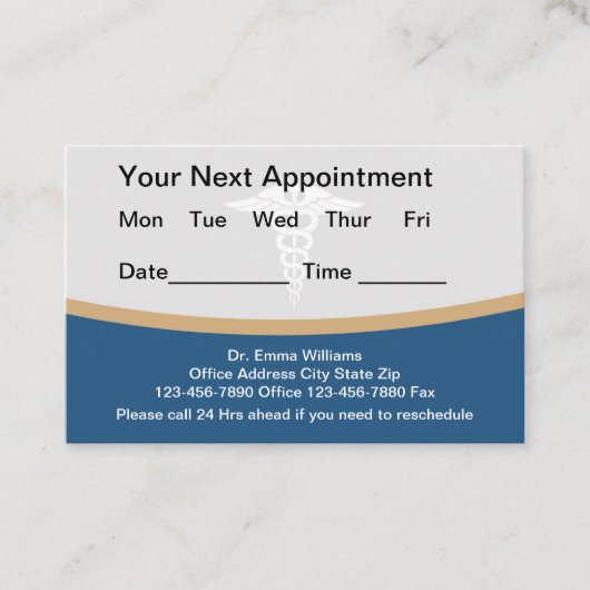 Budget Medisch Arts Afspraak Visitekaartjes Afsprakenkaartje (Voorkant)