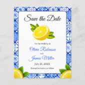 Budget Mediterraanse citroen bruiloft Save the Dat (Voorkant)