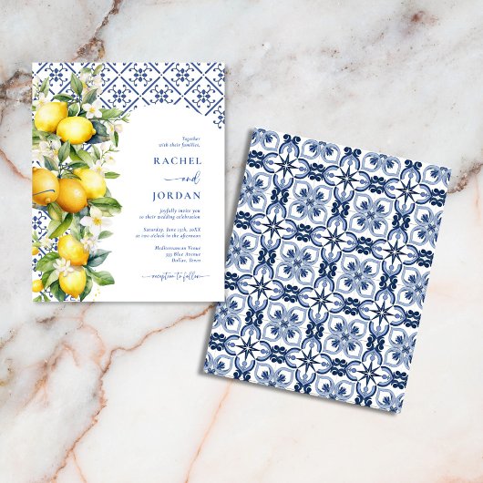 Budget Mediterraanse citroen bruiloft uitnodiginge Flyer