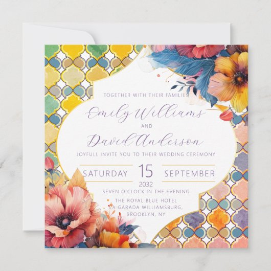 Budget Mediterraanse Tegels Kleurrijke Gouden Bloe (Voorkant)