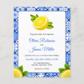 Budget Mediterrane Tegel Citroen bruiloft uitnodig (Voorkant)