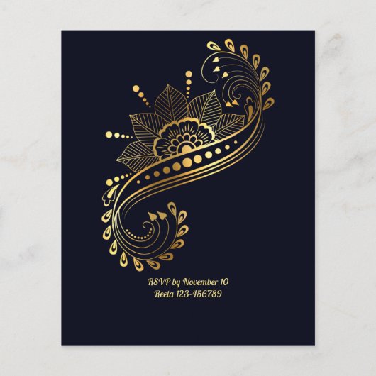 Budget Mehndi Arabian Moroccan design nodigt (Achterkant)