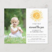 Budget Meisje Foto Zon Verjaardag Uitnodiging (Voorkant)