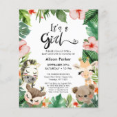 BUDGET Meisje Oerwoud Safari Groen Baby shower (Voorkant)
