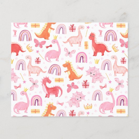 BUDGET Meisje Roze Dinosaurus Foto Kinderen Verjaa (Achterkant)