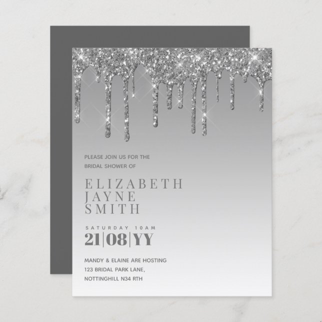 BUDGET  meisje Vrijgezellenfeest nodigt glitter ui (Voorkant / Achterkant)