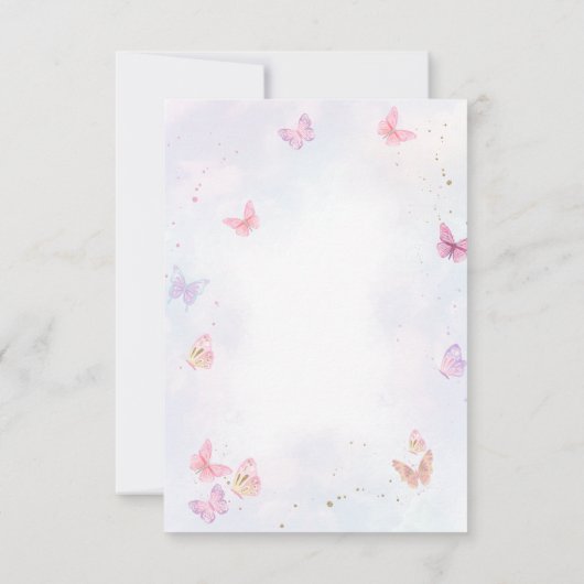 BUDGET Meisjesachtige Lila Gouden Vlinder Kinderve Bedankkaart (Achterkant)
