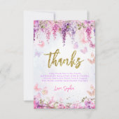 BUDGET Meisjesachtige Wisteria Gouden Vlinder Kind Bedankkaart (Voorkant)