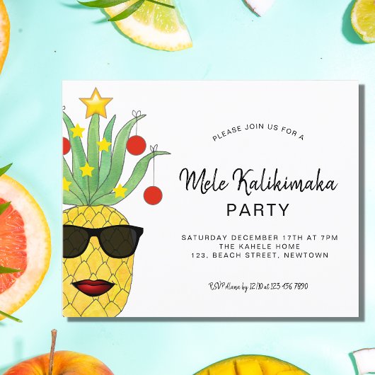 Budget Mele Kalikimaka Party Pineapple Uitnodiging