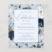 Budget Memorial Blauw Bloemen Viering van het leve (Voorkant)