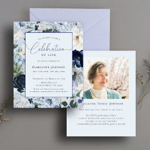 Budget Memorial Blauw Bloemen Viering van het leve