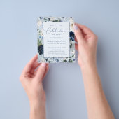 Budget Memorial Blauw Bloemen Viering van het leve Flyer (Hand)