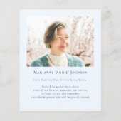 Budget Memorial Blauw Bloemen Viering van het leve Flyer (Achterkant)