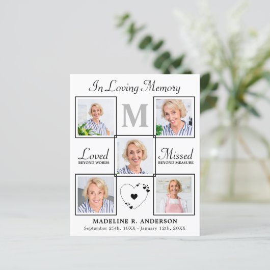 Budget Memorial Elegant 5 Foto Sympathie Dank u (Staand voorkant)