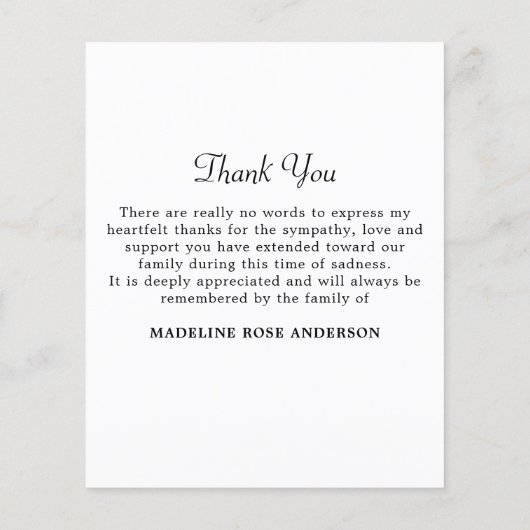 Budget Memorial Elegant 5 Foto Sympathie Dank u (Achterkant)