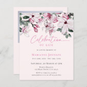 Budget Memorial Roze Bloemen Viering van het Leven (Voorkant / Achterkant)