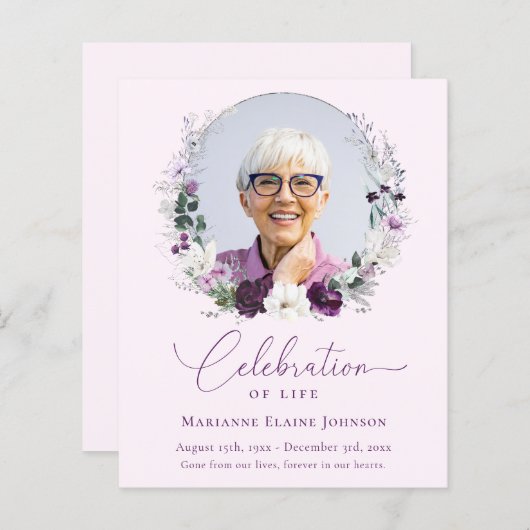 Budget Memorial Roze Bloemen Viering van het Leven (Voorkant / Achterkant)