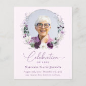 Budget Memorial Roze Bloemen Viering van het Leven (Voorkant)