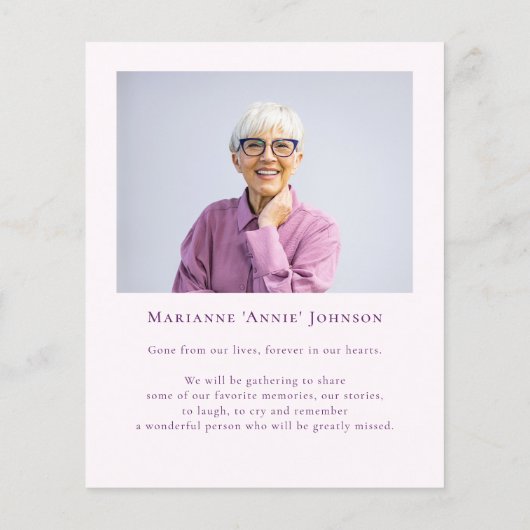 Budget Memorial Roze Bloemen Viering van het Leven Flyer (Achterkant)