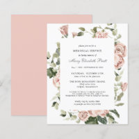 Budget Memorial Service Pink Floral Uitnodiging