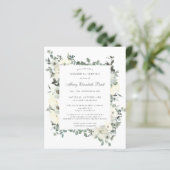 Budget Memorial Service White Floral Invitation (Staand voorkant)