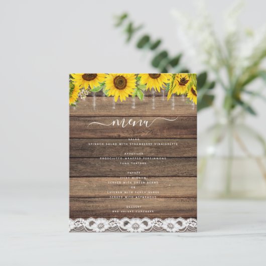 Budget Menu Rustic Sunflower Farmhouse Rustic (Staand voorkant)