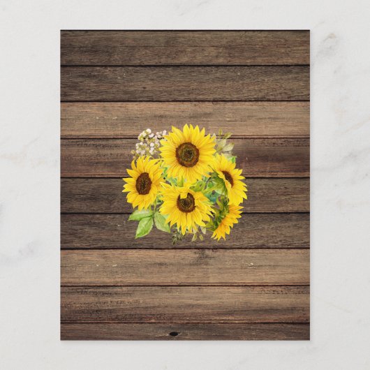 Budget Menu Rustic Sunflower Farmhouse Rustic (Achterkant)