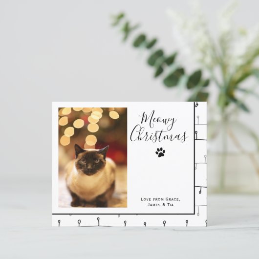 BUDGET Meowy kerstpas met kerstmis Kaart (Staand voorkant)