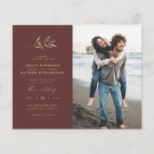 Budget Merlot & Branch Trouwfoto Uitnodiging (Voorkant)