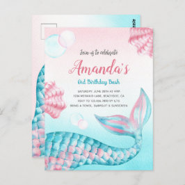Budget Mermaid waterverf Birthday Uitnodiging
