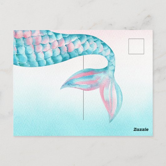 Budget Mermaid waterverf Birthday Uitnodiging (Achterkant)