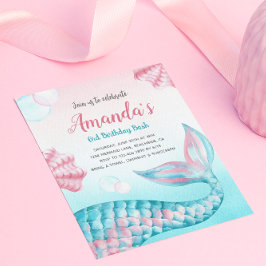 Budget Mermaid waterverf Birthday Uitnodiging