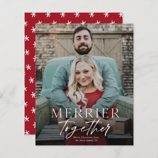 Budget Merrier Together Photo Merry Kerstmis Kaart (Voorkant / Achterkant)