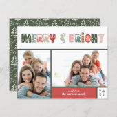 Budget Merry and Bright Photo Holiday Kaart (Voorkant / Achterkant)