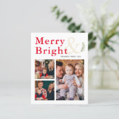 Budget Merry and Bright Typography Photo Card (Staand voorkant)