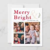 Budget Merry and Bright Typography Photo Card (Voorkant)