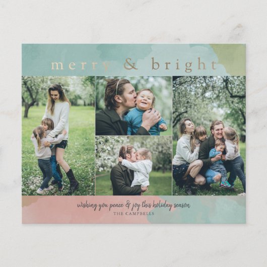 Budget Merry Bright Abstract Photo Holiday Card (Voorkant)