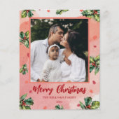 Budget Merry Christmas Vakantie Fotokaart Holly Flyer (Voorkant)