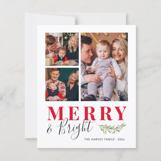 Budget Merry en Bright Foto Collage Kaart (Voorkant)