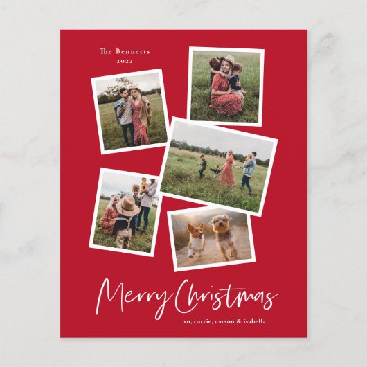 Budget Merry kerstfoto Collage Holiday Card (Voorkant)