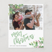 Budget Merry kerstfoto greenery vakantiekaart (Voorkant)